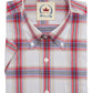 Relco Mens White and Red Checked Short Sleeved Button Down Shirts