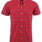 Relco Mens Red Checked Short Sleeved Button Down Shirts