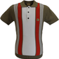 Gabicci Vintage Mens Elmwood Green Searle Stripe Knitted Polo Shirt
