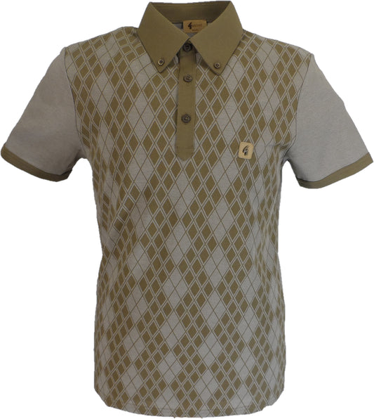 Gabicci Vintage Herren-Poloshirt mit Argyle-Muster in Ulmenholzgrün