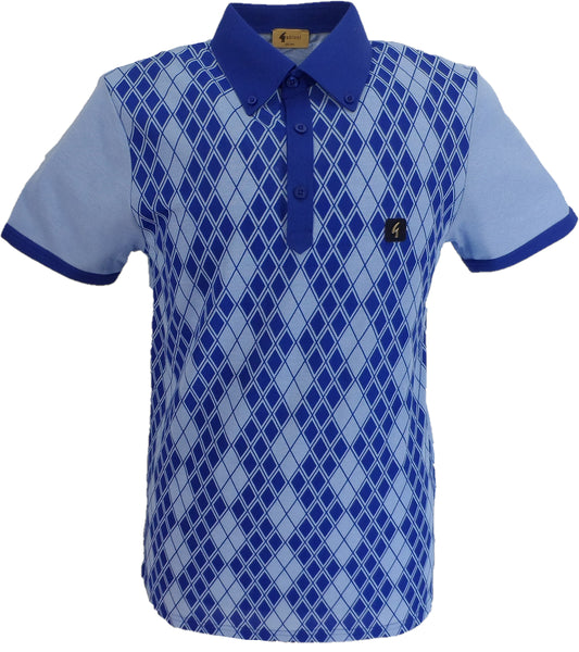 Gabicci Vintage Herren-Poloshirt mit Argyle-Muster in Pazifikblau