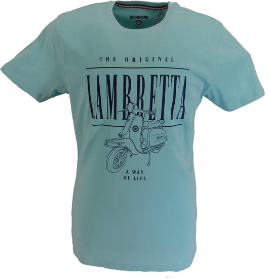 T-shirt bleu clair avec illustration de scooter rétro pour homme Lambretta