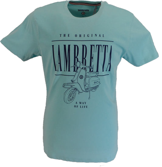 T-shirt da uomo con grafica retrò scooter azzurra Lambretta