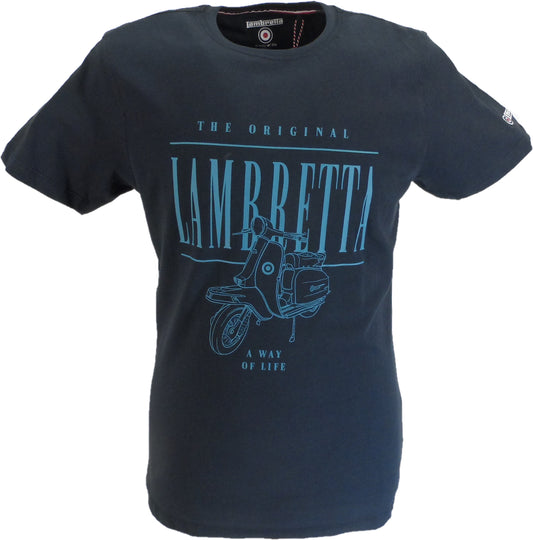 Lambretta Mens Navy Blue Retro Scooter Artwork T-Shirt