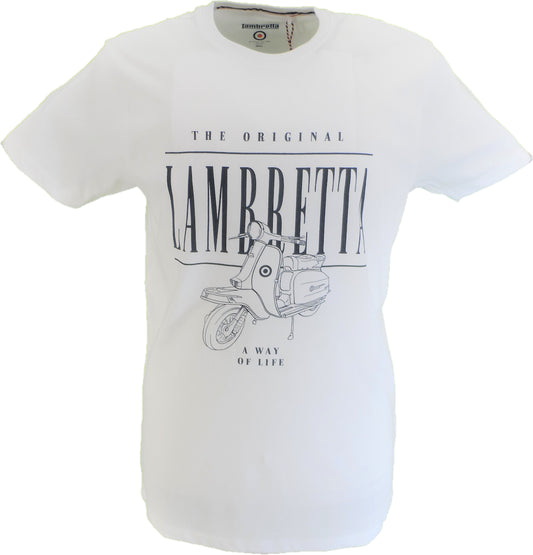 Lambretta Mens White Retro Scooter Artwork T-Shirt