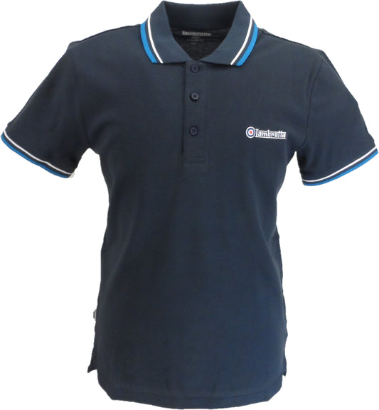 Lambretta Navy/White/Blue Retro Target Logo 100% Cotton Polo Shirts