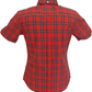 Camisas de manga corta con botones a cuadros rojos retro para mujer Relco