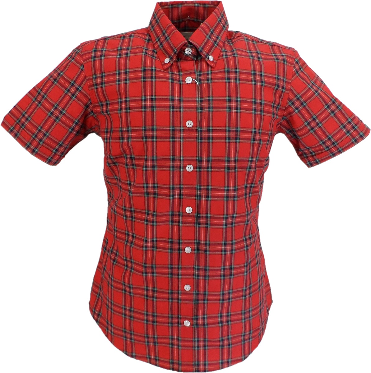 قمصان Relco للسيدات ذات أزرار حمراء كلاسيكية وأكمام قصيرة