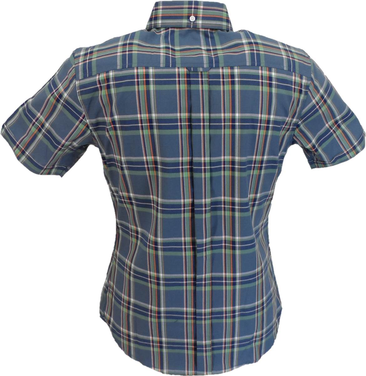 Relco Ladies Retro Grey Check Button Down Short Sleeved Shirts