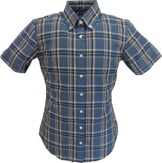 قمصان Relco للسيدات ذات أزرار رمادية كلاسيكية وأكمام قصيرة