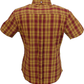 قمصان Relco للسيدات ذات أكمام قصيرة باللون العنابي والخردل ذات أزرار مربعة