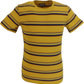 Run & Fly Mens Mustard Yellow 60s 70s Retro Mod Striped T Shirt