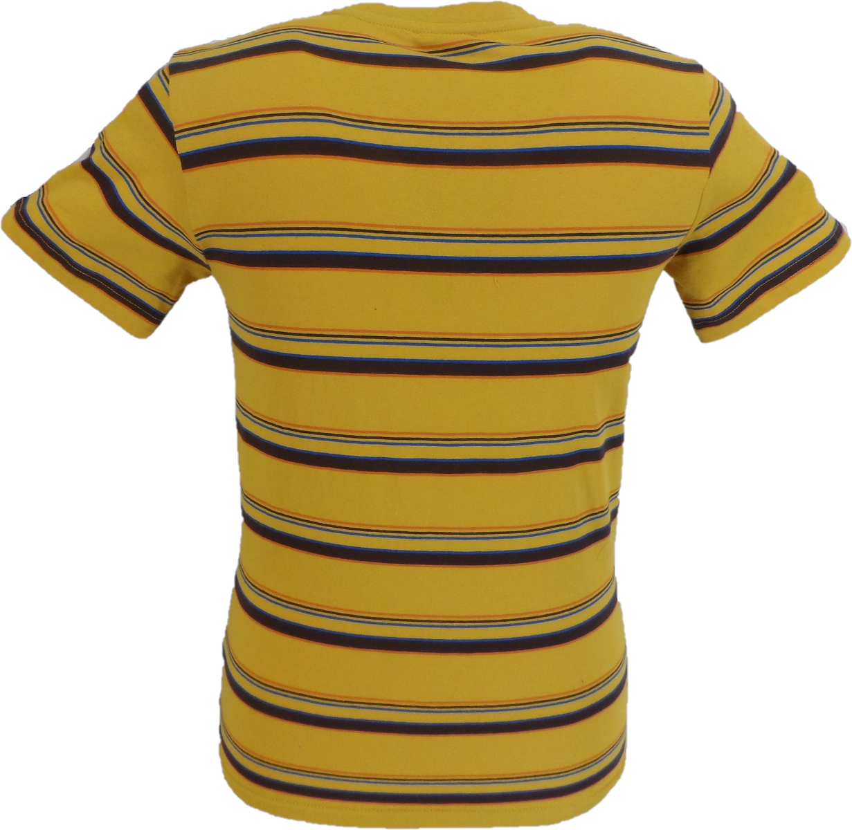 Run & Fly Mens Mustard Yellow 60s 70s Retro Mod Striped T Shirt