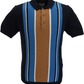 Marineblaues, gestricktes, gestreiftes Mod-Poloshirt Ben Sherman