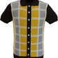 Ska & Soul Mens Brown Checked Front Knitted Polo Cardigans