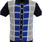 Ska & Soul Cardigans polo tricotés à carreaux bleu marine pour hommes