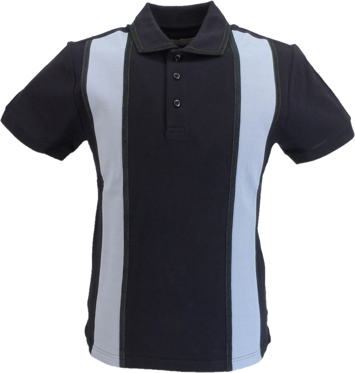 Ska & Soul Mens Navy Blue Taped Panel Pique Polo Shirt