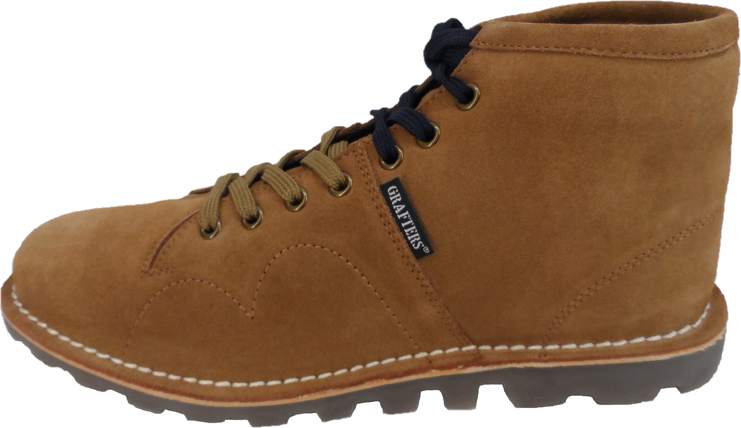 Monkey Boots classiques rétro en daim véritable marron pour homme…