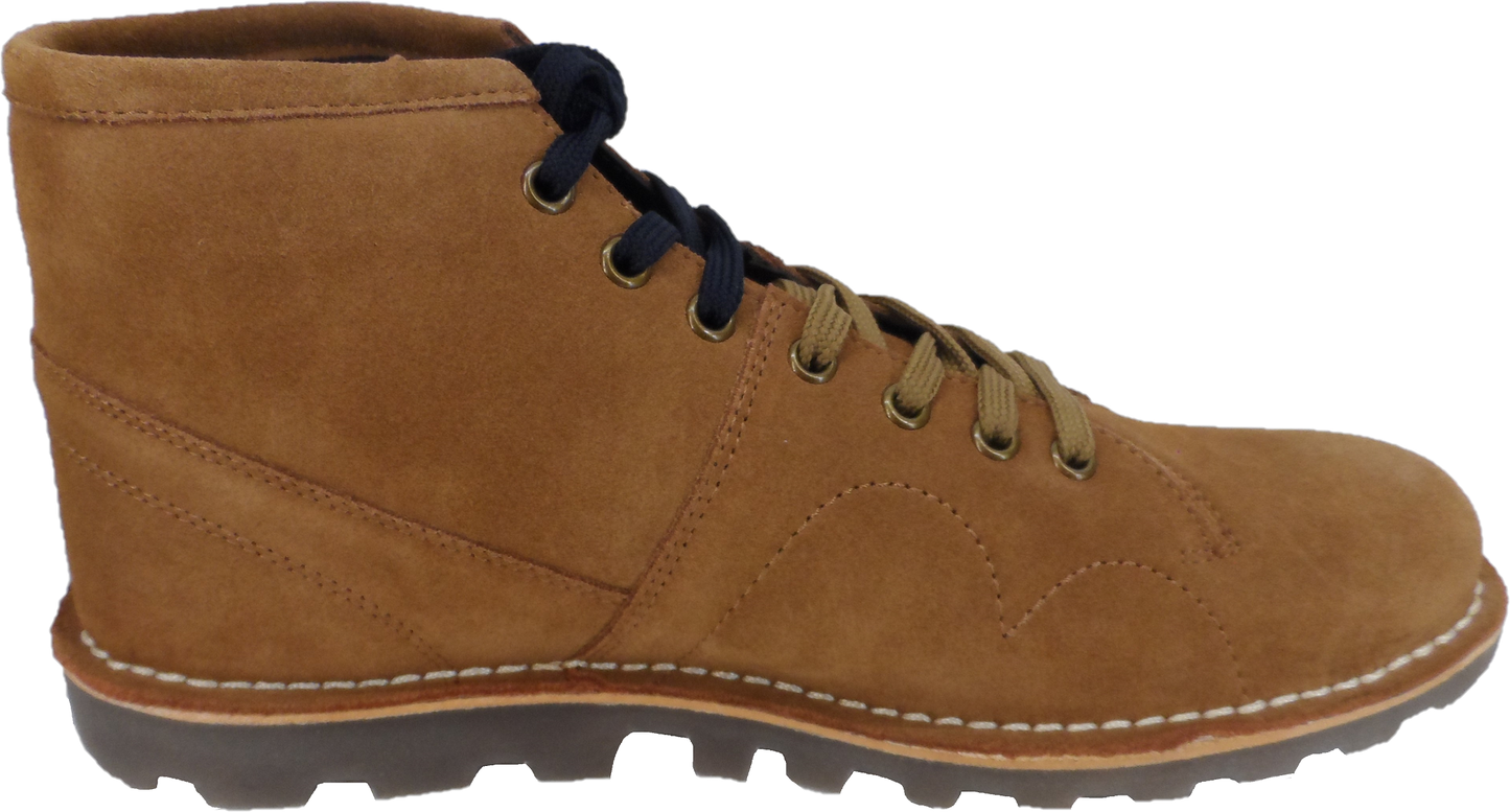 Mens Classic Retro Real Suede Tan Leather Monkey Boots …