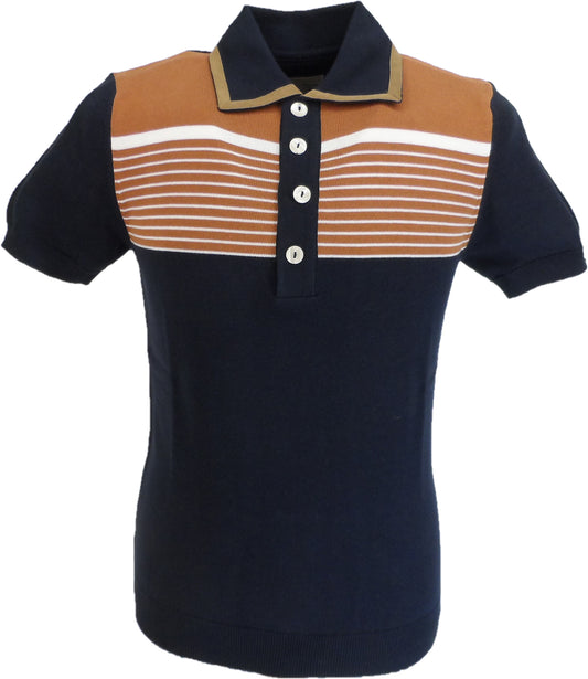 Ska & Soul Herre Marineblå Stribede Poloshirts