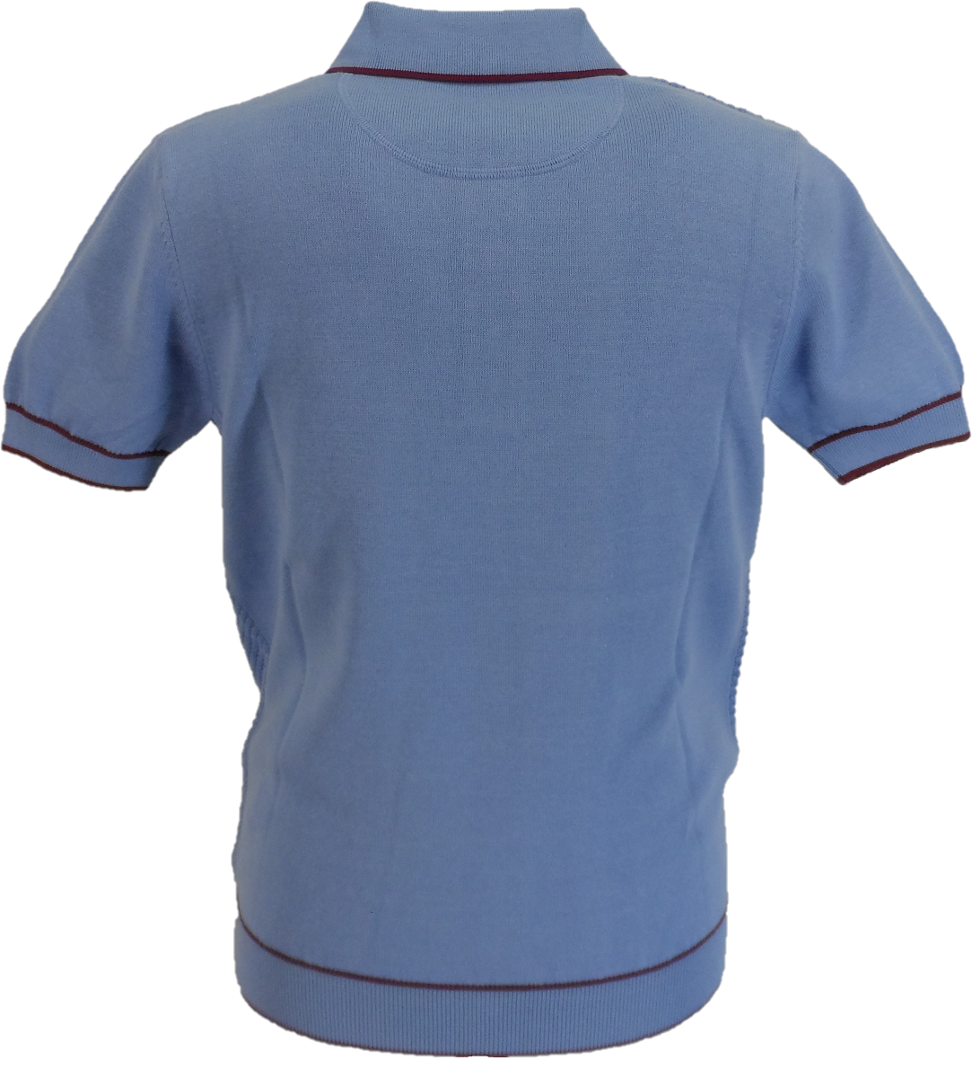 Trojan Records Herren-Poloshirt aus himmelblauem, strukturiertem Strick