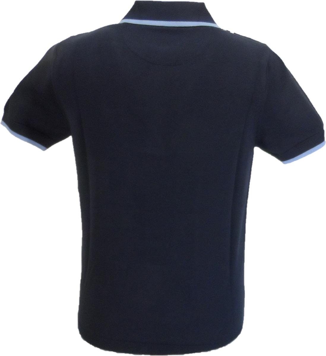 Trojan Records Mens Navy Blue Diamond Zipped Knitted Polo Shirt