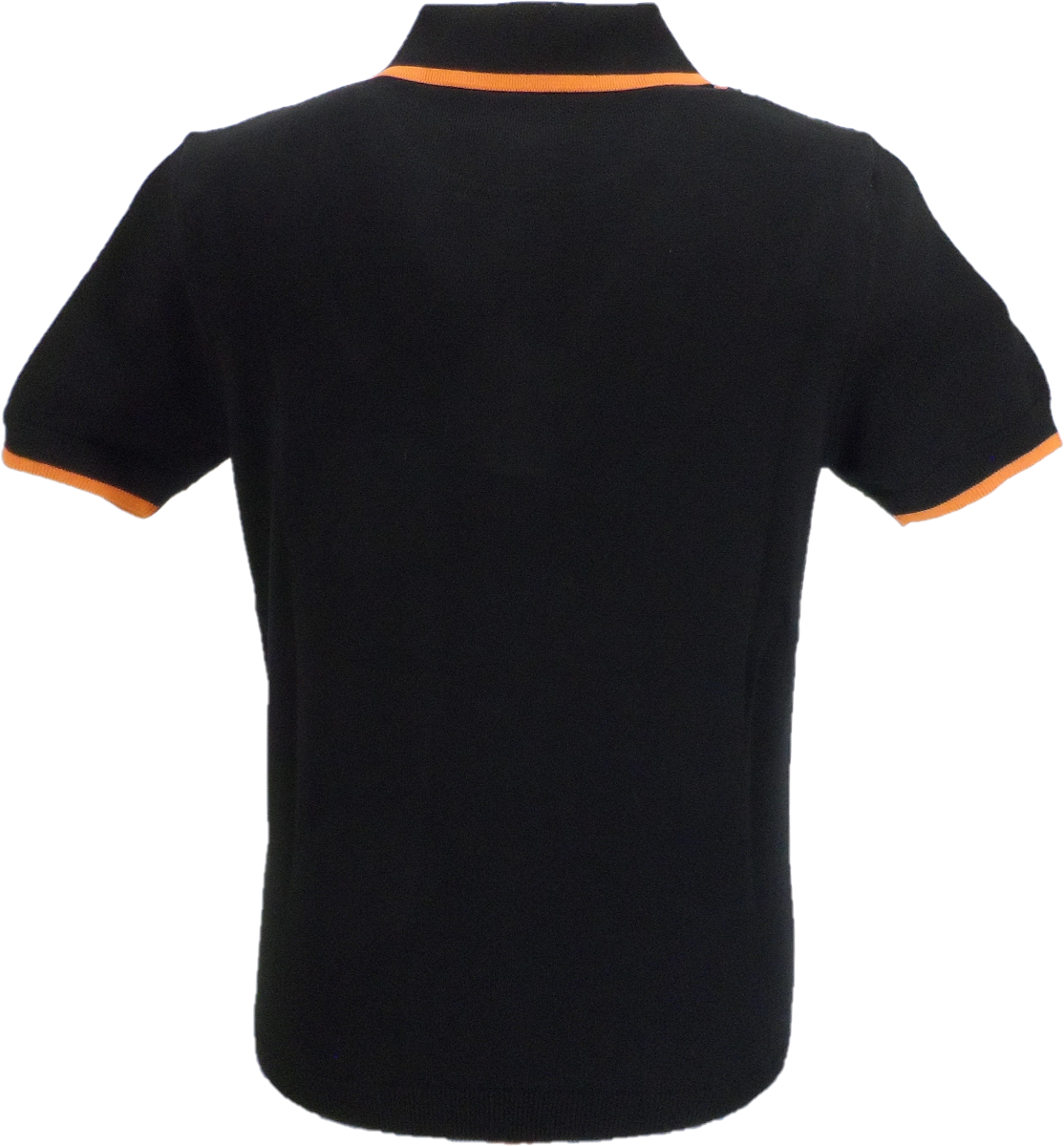 Trojan Records Mens Black Diamond Zipped Knitted Polo Shirt