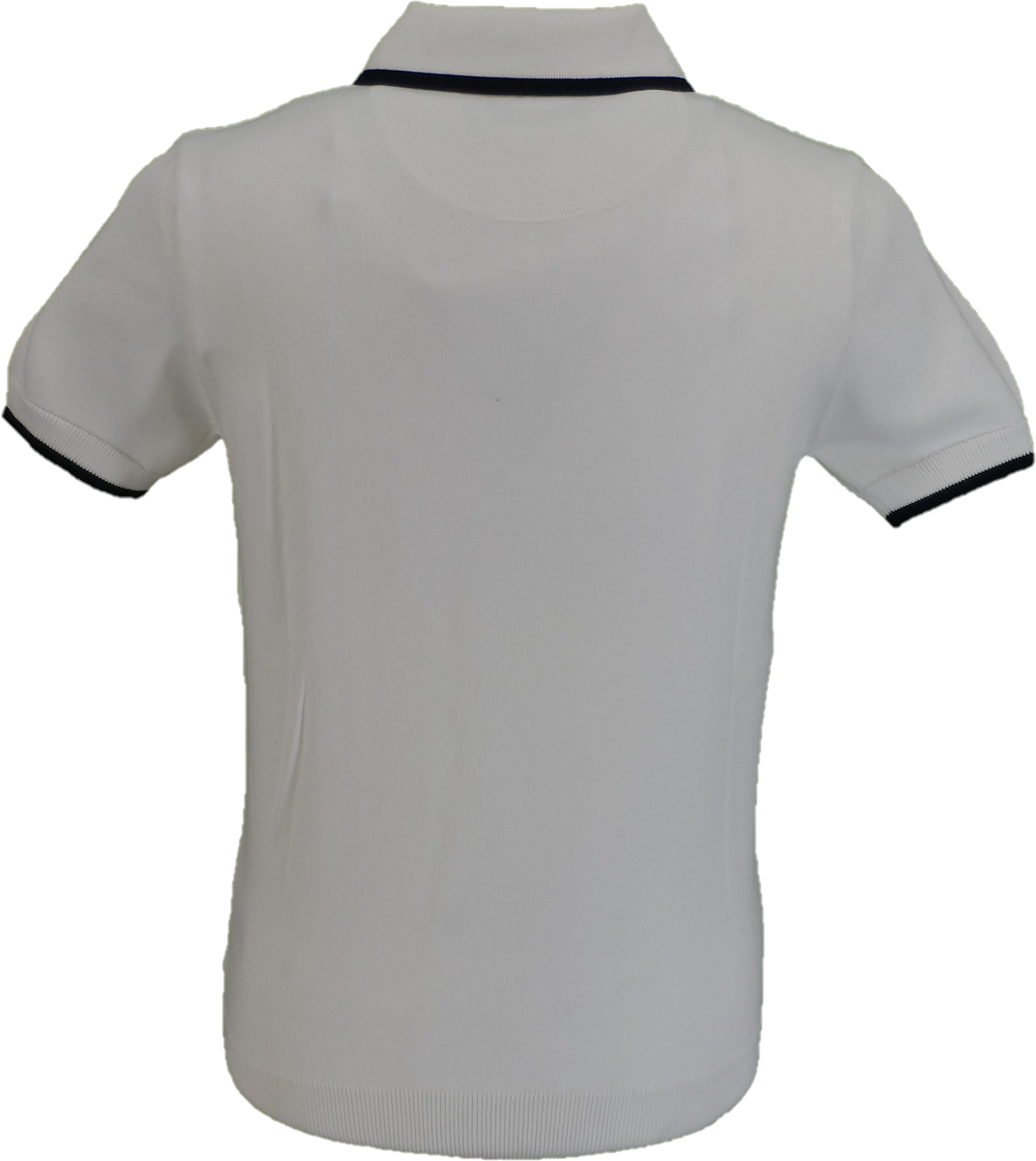 Trojan Records Mens Ecru Diamond Zipped Knitted Polo Shirt
