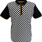 Merc Mens Black/White Checkerboard Retro Polo Shirt