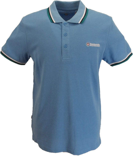 Lambretta bleu azur/blanc/marine/profond lac rétro cible logo 100% coton polos