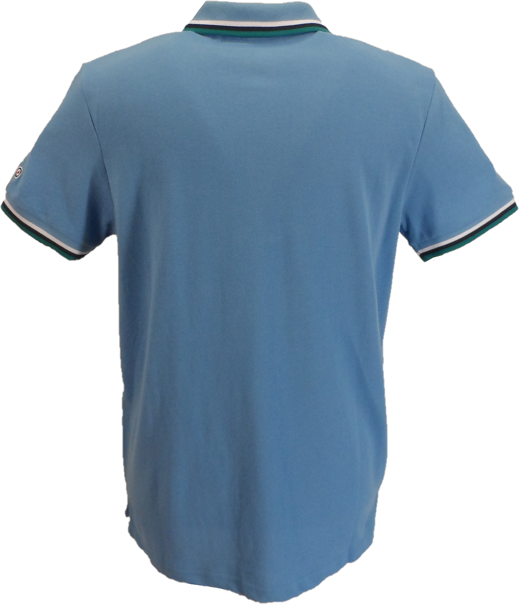 Lambretta Azurblau/Weiß/Marineblau/Deep Lake Retro-Ziellogo, Poloshirts aus 100 % Baumwolle