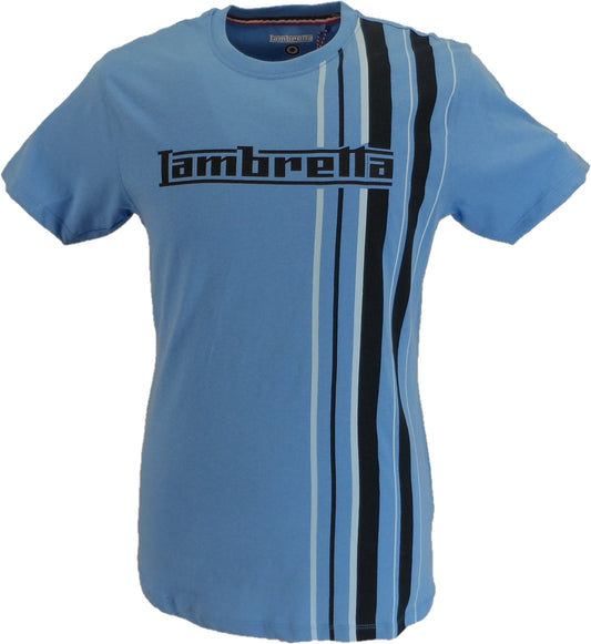 Lambretta Mens Azure Blue Striped Retro T Shirt