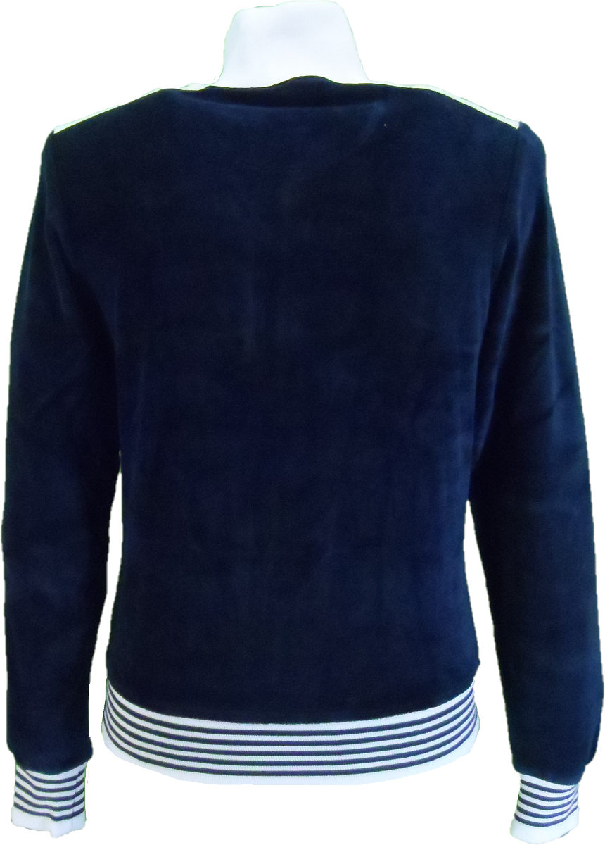 Trojan Records Mens Navy Blue Velour Marley Retro Track Tops