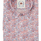 Relco Camisa con Botones Mod Retro de Manga Corta de Paisley Rojo y Azul para Hombre