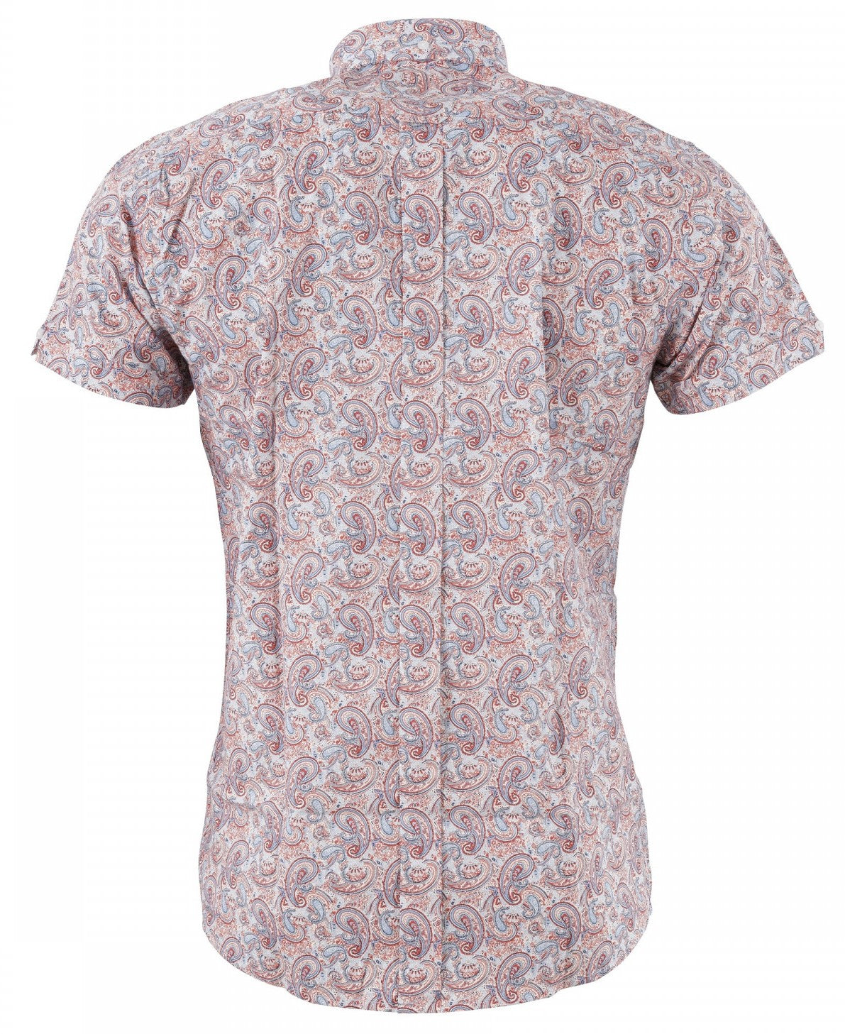 Relco Herre Rød og Blå Paisley Kortærmet Retro Mod Button Down skjorte