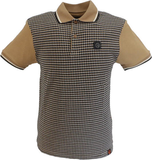 Polo homme Trojan marron camel à motif géométrique