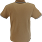 Trojan Mens Camel Brown Geometric Pattern Polo Shirt