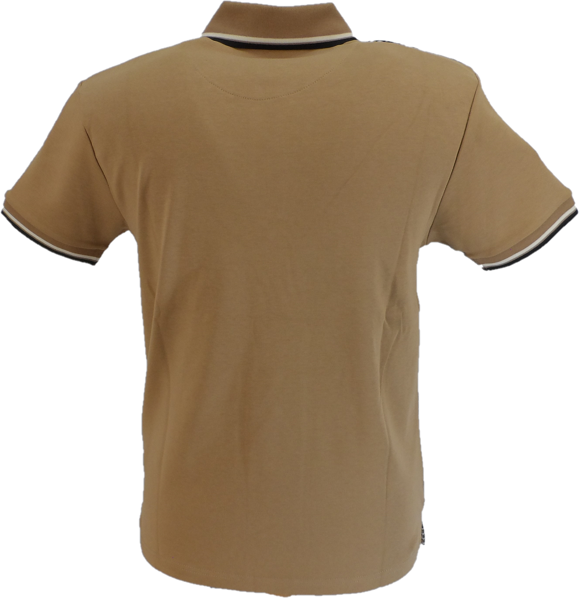 Trojan Mens Camel Brown Geometric Pattern Polo Shirt