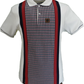 Trojan Records Mens Ecru Stripe Dogtooth Polo Shirt