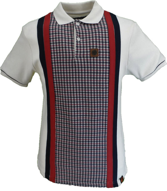 Trojan records herre ecru stribet dogtooth poloshirt