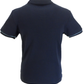 Trojan Records Mens Navy Blue Stripe Dogtooth Polo Shirt