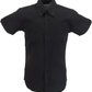 Relco schwarze Oxford-Baumwoll-Kurzarmhemden im Retro-Stil mit Knopfleiste