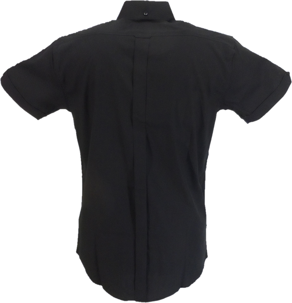 Camisas con botones mod retro de manga corta de algodón Oxford negro Relco