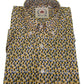 Relco chemise boutonnée mod à manches courtes pour hommes jaune imprimé rétro