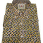 Relco Mens Yellow Retro Print Short Sleeved Mod Button Down Shirt