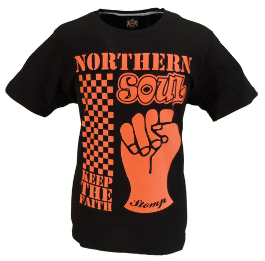 Maglietta Stomp Clothing nera Northern Soul Fist 100% cotone