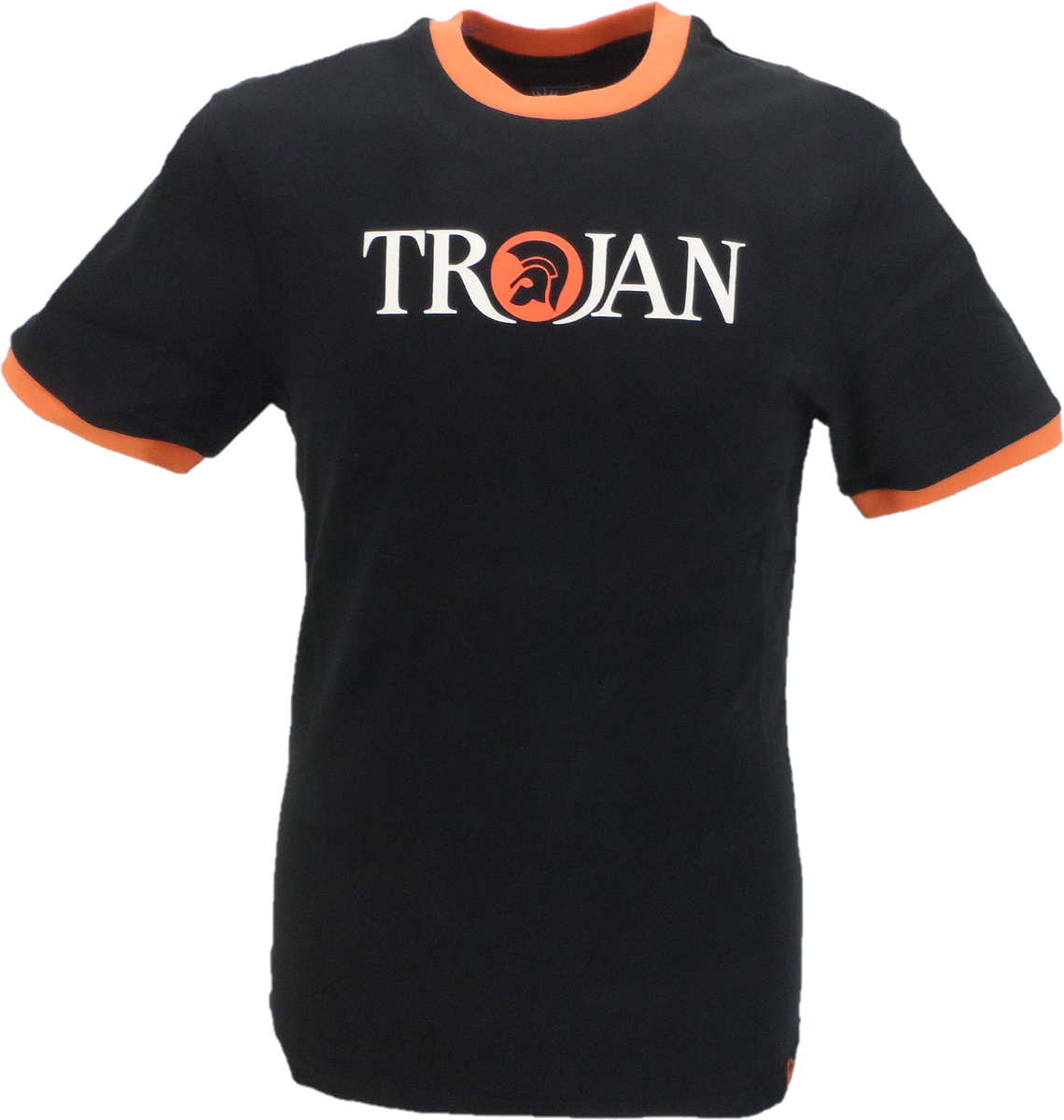 Schwarzes T-Shirt mit klassischem Helmlogo von Trojan Records aus 100 % Baumwolle