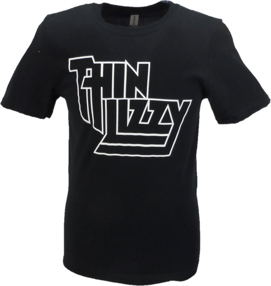 Officially Licensed Herren-T-Shirts mit dünnem Lizzy-Logo in Schwarz