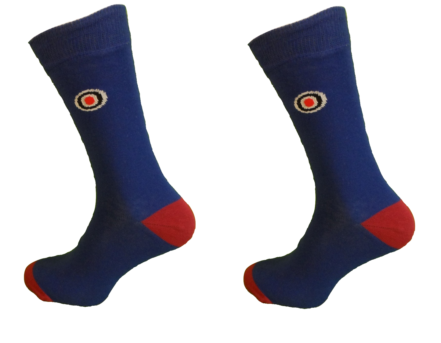 Mens 2 Pair Pack Blue and Burgundy Mod Target Socks