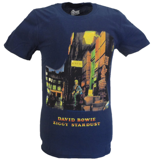 Camiseta azul marino con licencia oficial de David Bowie Ziggy Stardust para hombre